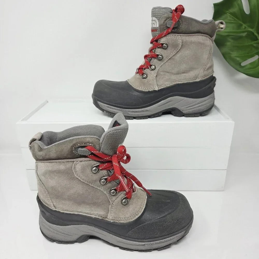 The North Face Kids 3 Youth Grey Chilkat Lace II Boots Winter Snow Waterproof